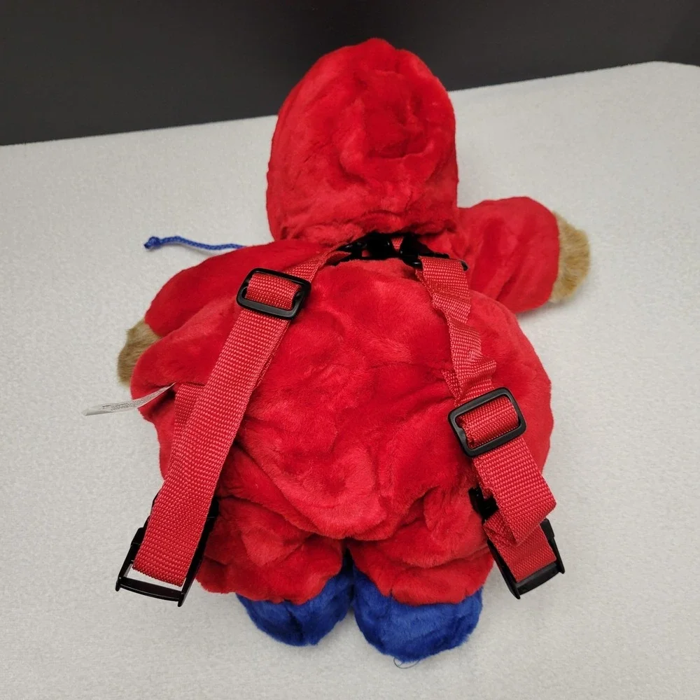Teddy Bear w/ red snow suit & blue boots Plush Backpack